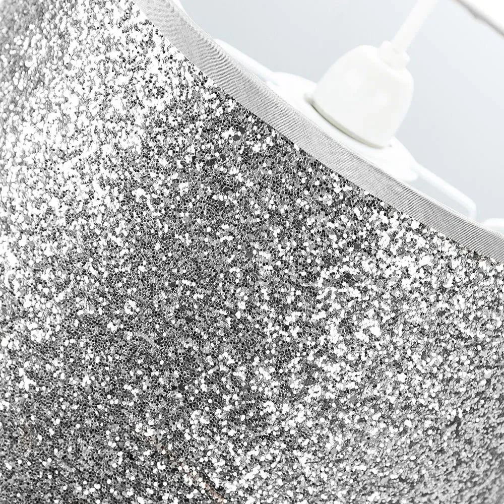 Glitter Fabric Pendant Lamp Shade - Silver