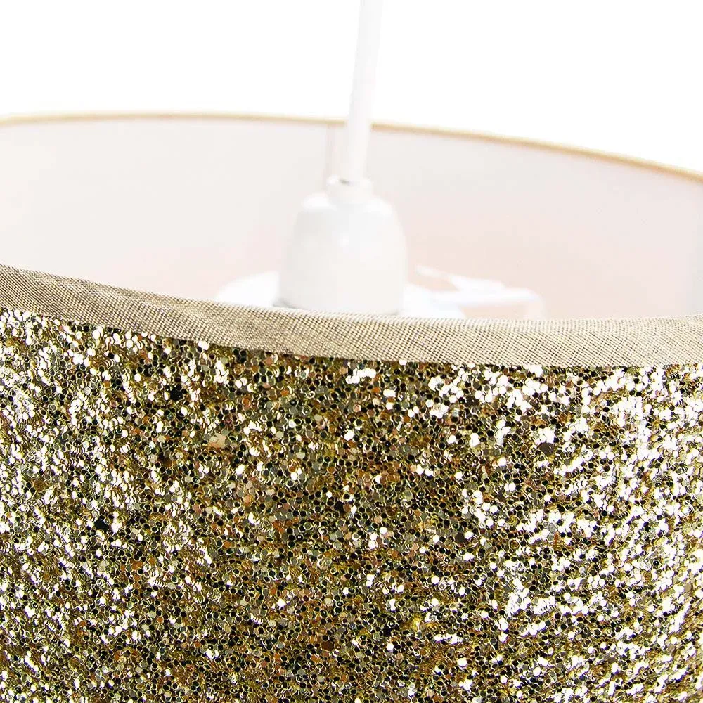 Glitter Fabric Pendant Shade - Gold
