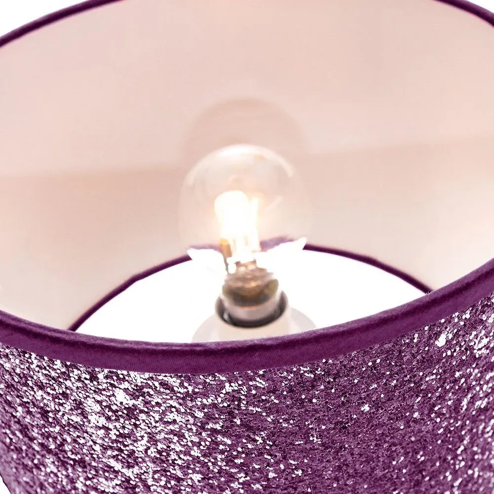 Glitter Fabric Pendant Shade - Purple