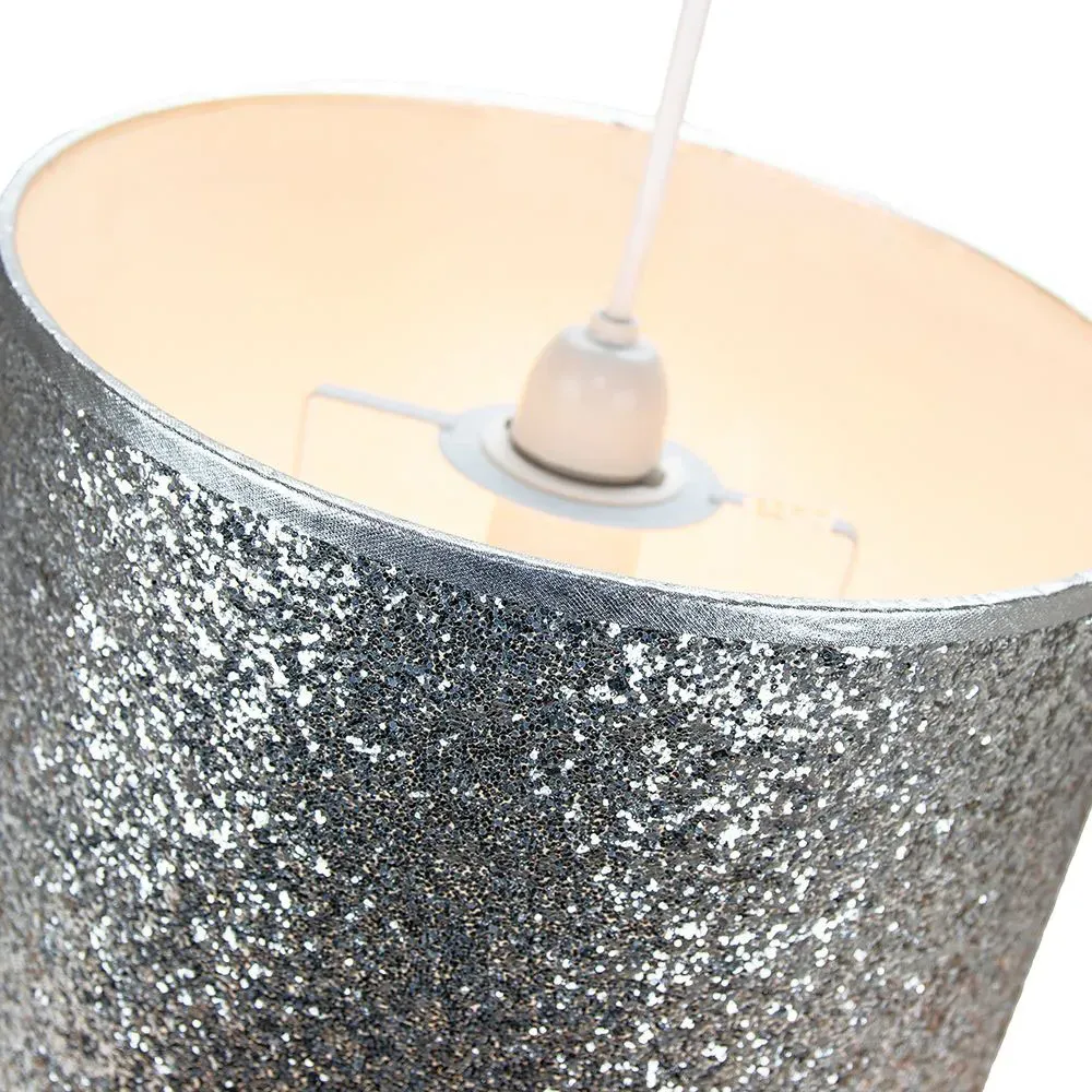 Glitter Fabric Pendant Shade - Silver