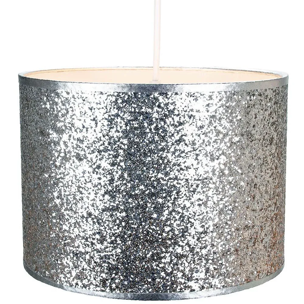 Glitter Fabric Pendant Shade - Silver