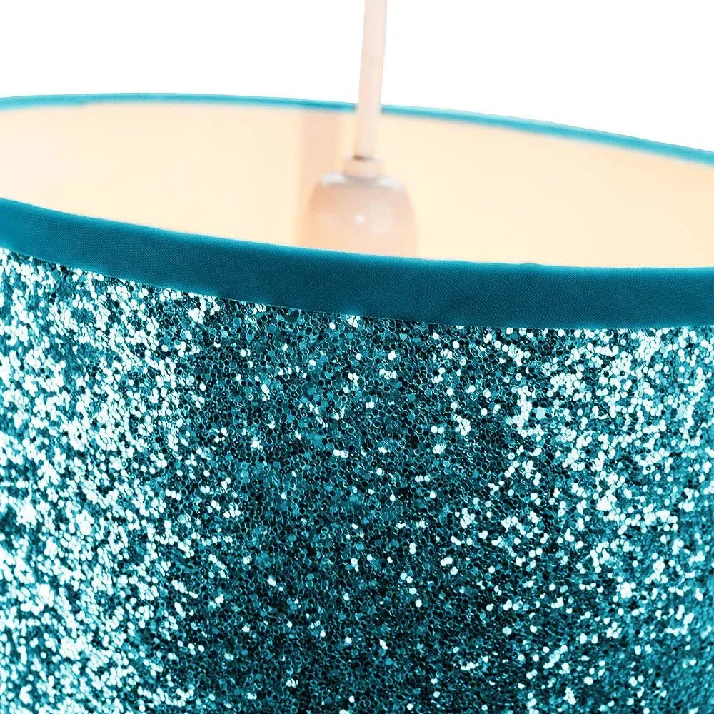 Glitter Fabric Pendant Shade - Teal