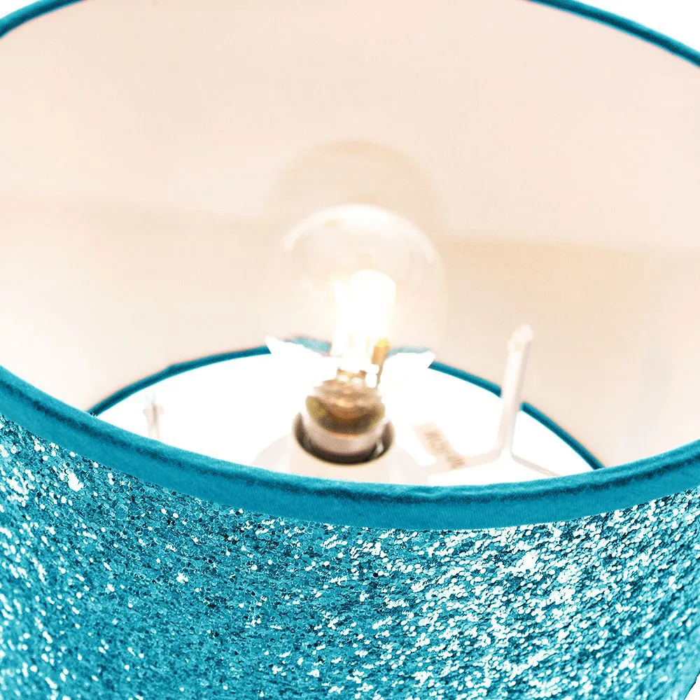 Glitter Fabric Pendant Shade - Teal