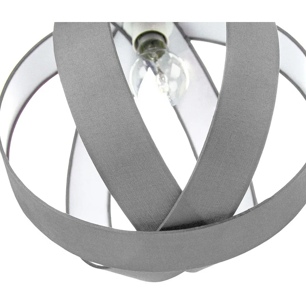 Globe Ceiling Pendant Light Shade - Grey, Faux Silk