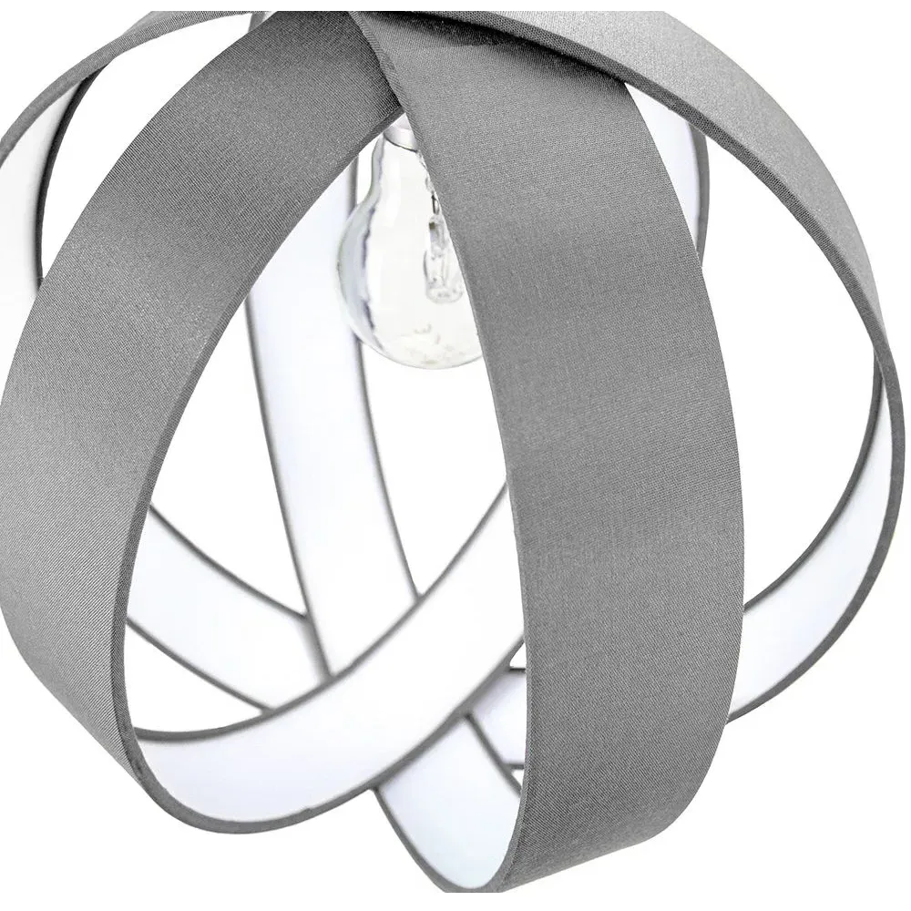 Globe Ceiling Pendant Light Shade - Grey, Faux Silk