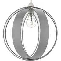 Globe Ceiling Pendant Light Shade - Grey, Faux Silk