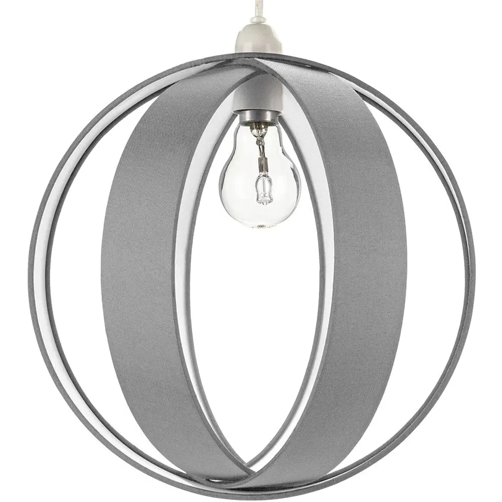 Globe Ceiling Pendant Light Shade - Grey, Faux Silk image