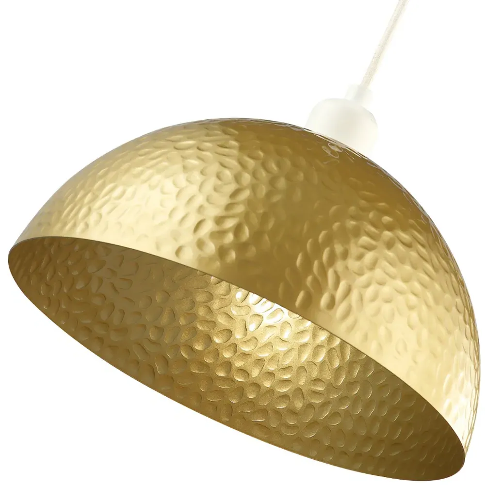 Hammered Domed Pendant Shade - Satin Gold, Metal