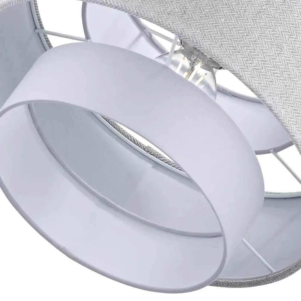 Herringbone 3 Tier Pendant Shade - Grey, Linen