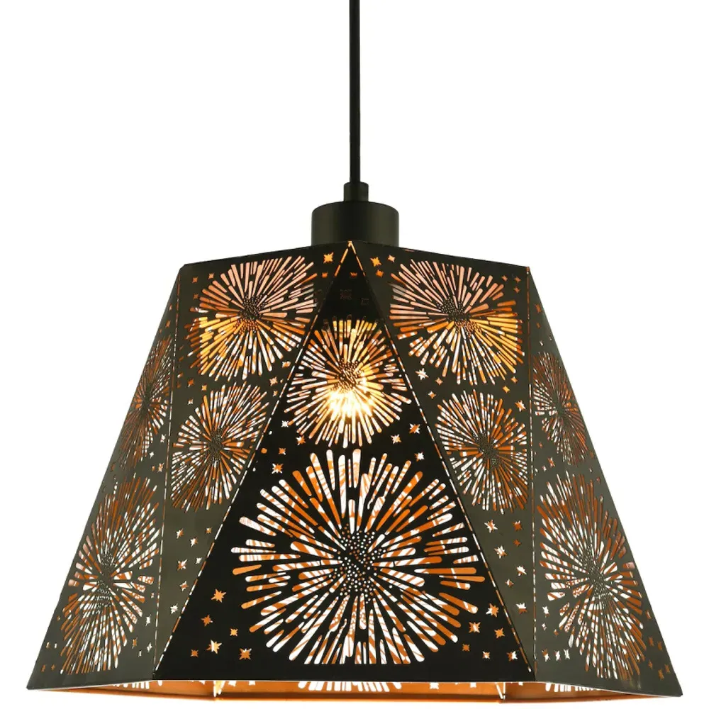 Hexagonal Pendant Lamp Shade - Black, Metal
