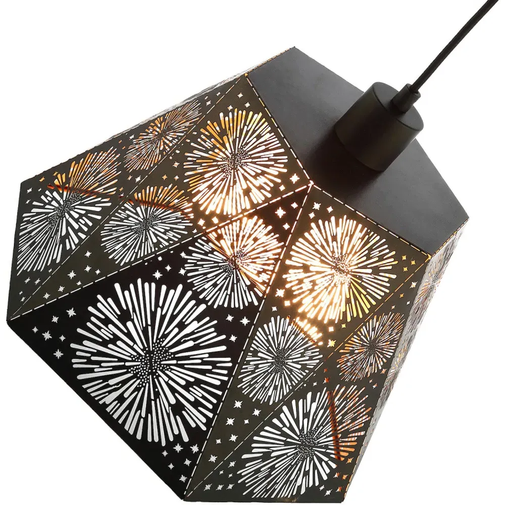 Hexagonal Pendant Lamp Shade - Black, Metal