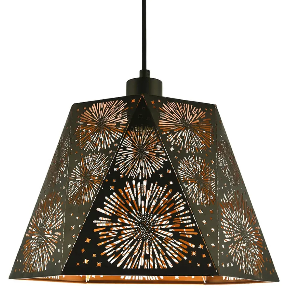 Hexagonal Pendant Lamp Shade - Black, Metal image