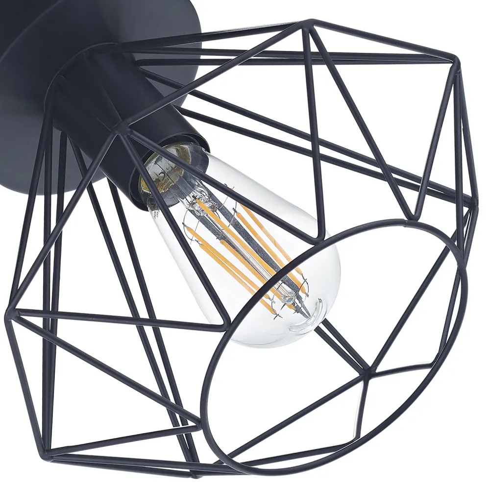 Industrial Basket Cage Semi Flush Pendant Shade - Black, Metal