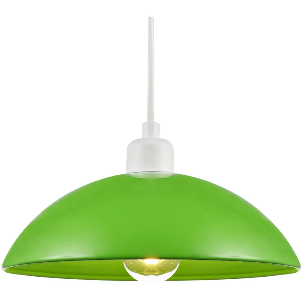 Industrial Disc Metal Pendant Shade - Lime Green, Gloss