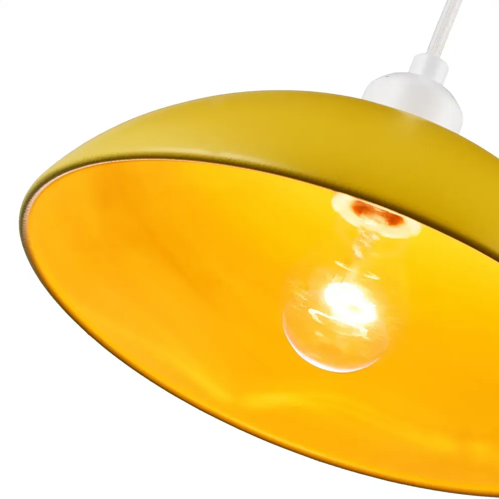 Industrial Disc Metal Pendant Shade - Yellow, Gloss