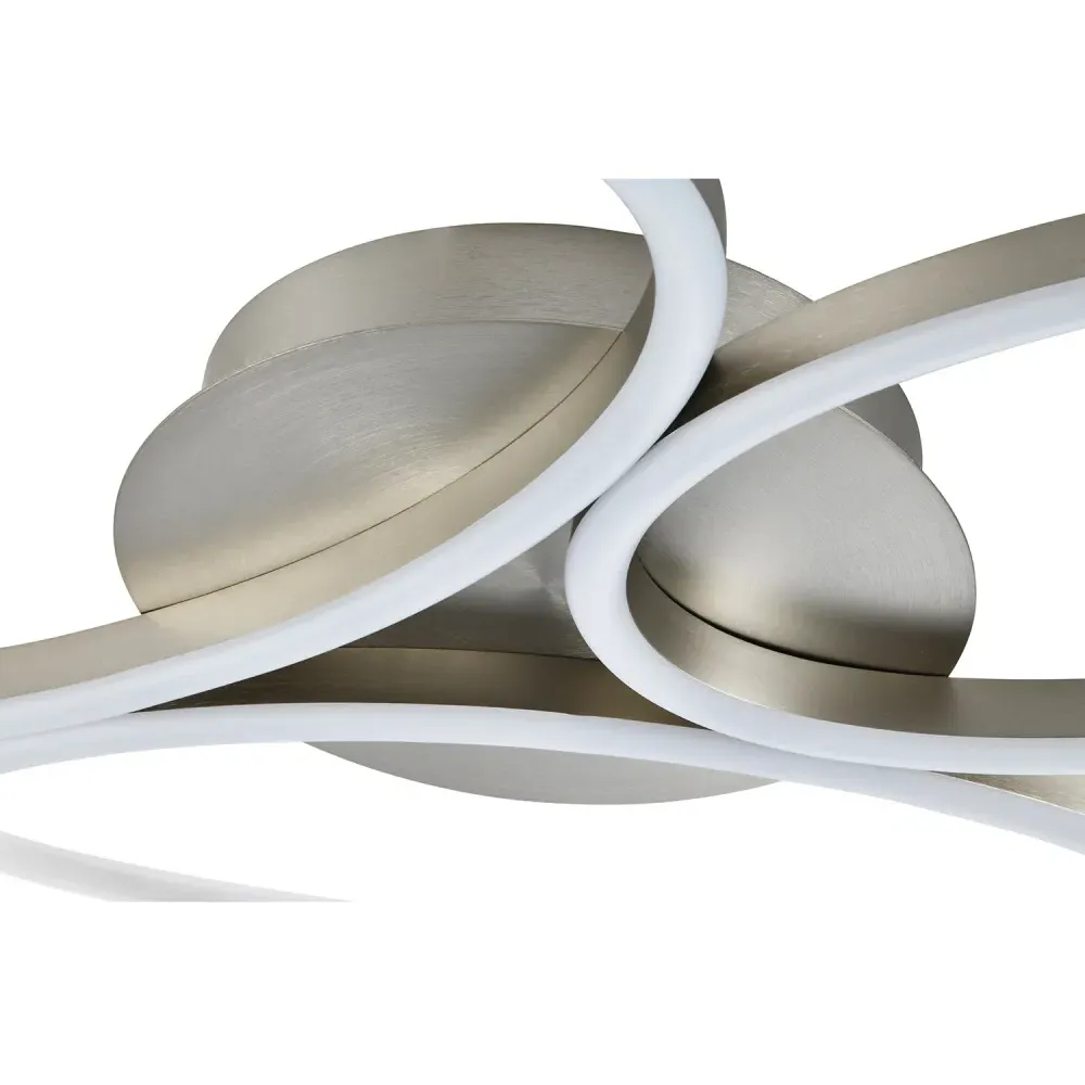 Large Semi Flush LED Ceiling Light with Oval Arms - Silver