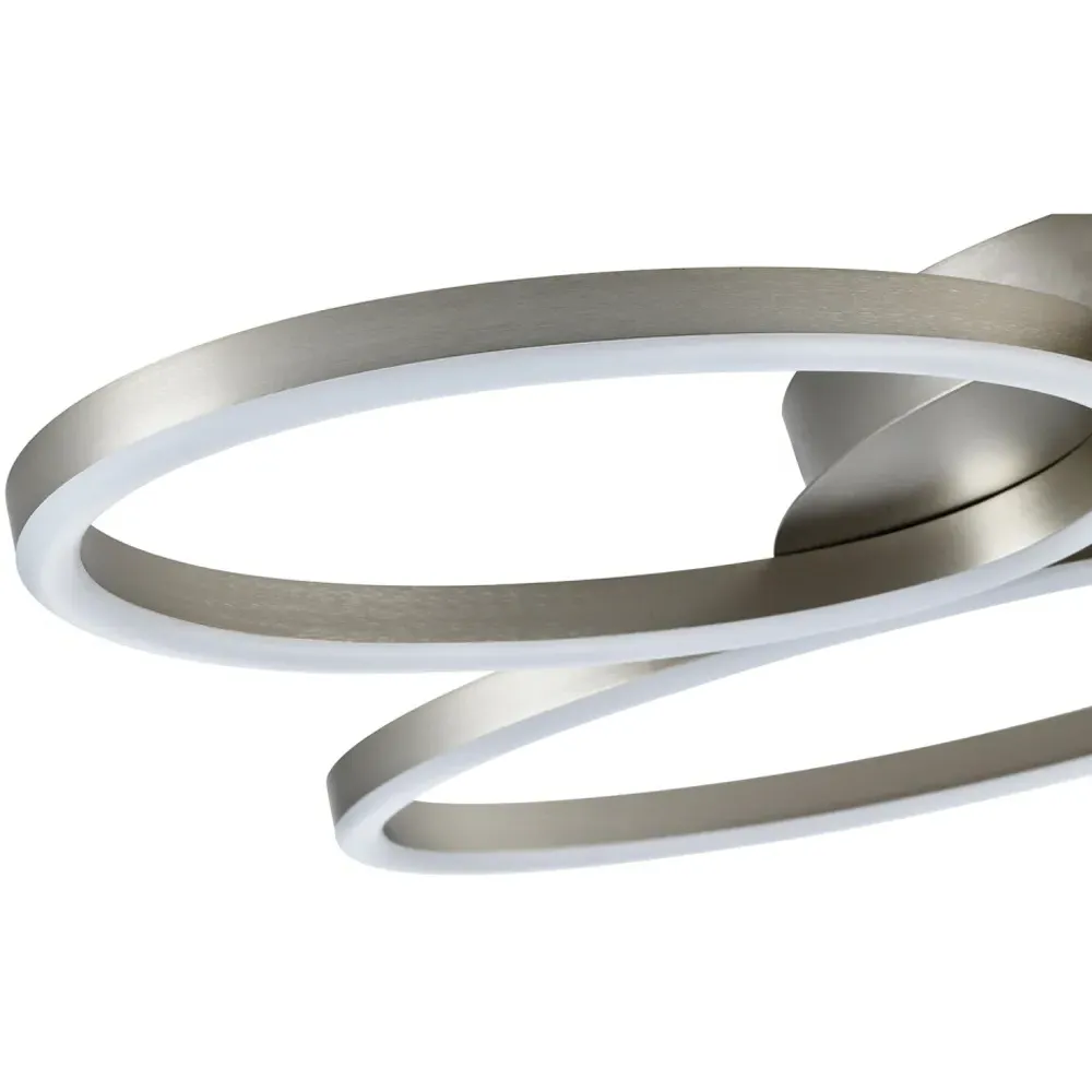 Large Semi Flush LED Ceiling Light with Oval Arms - Silver