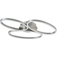 Large Semi Flush LED Ceiling Light with Oval Arms - Silver