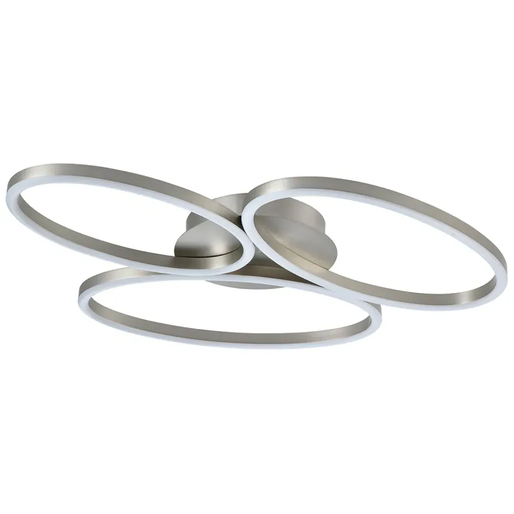Large Semi Flush LED Ceiling Light with Oval Arms - Silver