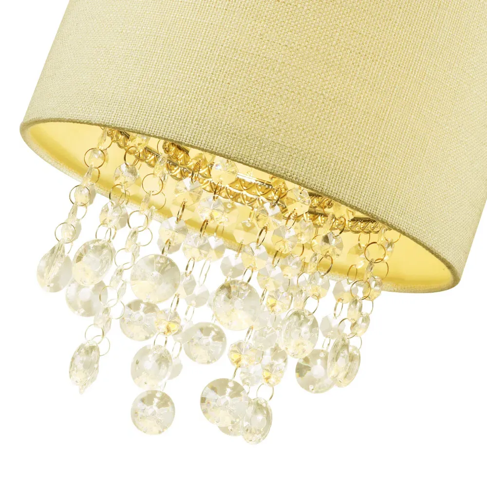 Linen Pendant Shade with Acrylic Droplets - Soft Cream