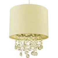 Linen Pendant Shade with Acrylic Droplets - Soft Cream