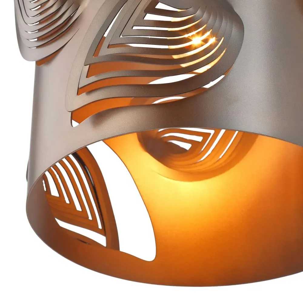 Matt Bronze Semi Flush Ceiling Light with Laser Cut Leaves