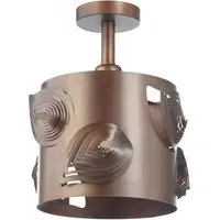 Matt Bronze Semi Flush Ceiling Light with Laser Cut Leaves