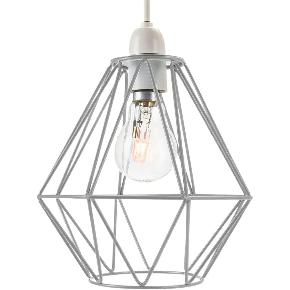 Metal Cage Ceiling Pendant Light Shade - Grey image