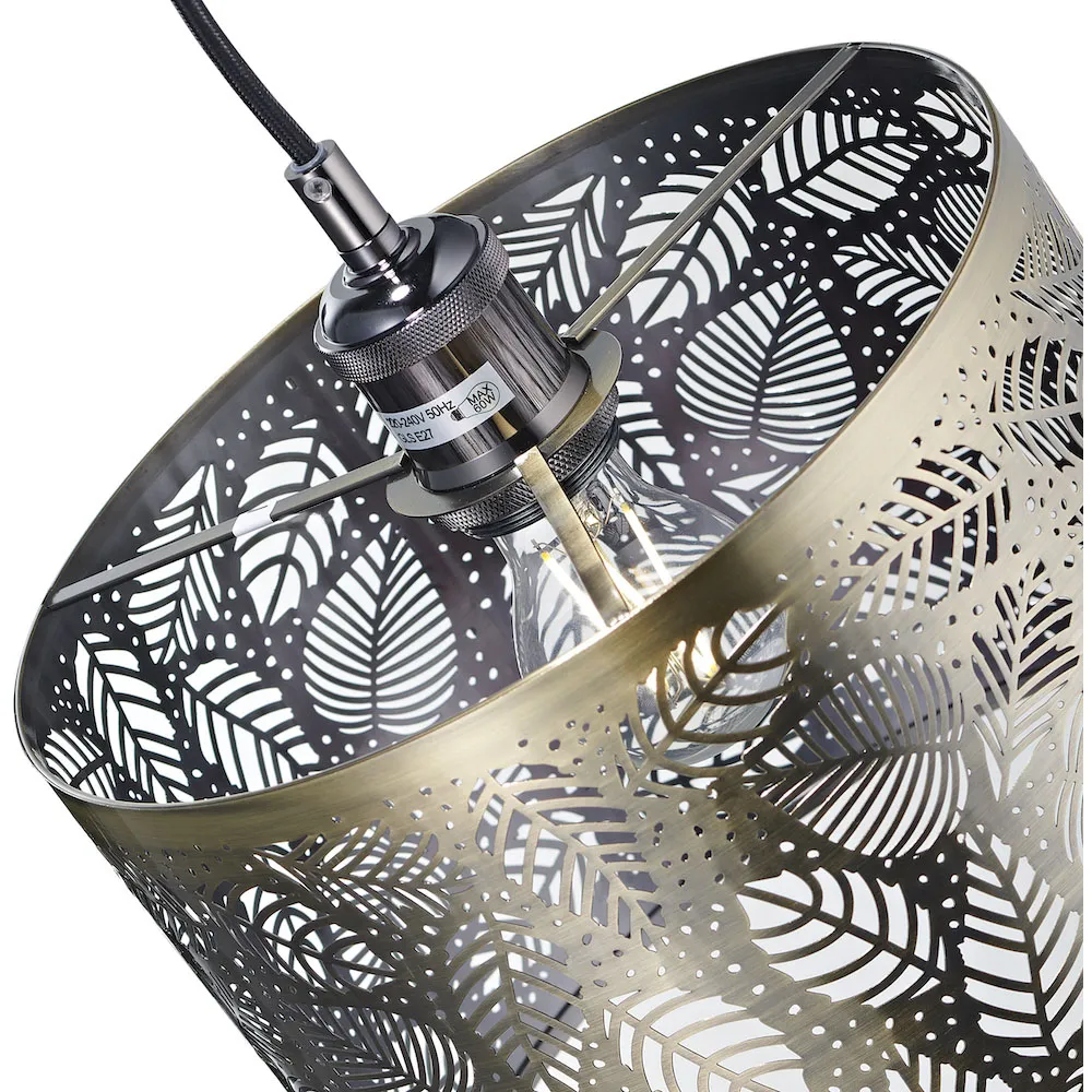 Metal Fern Leaf Pendant Shade - Antique Brass