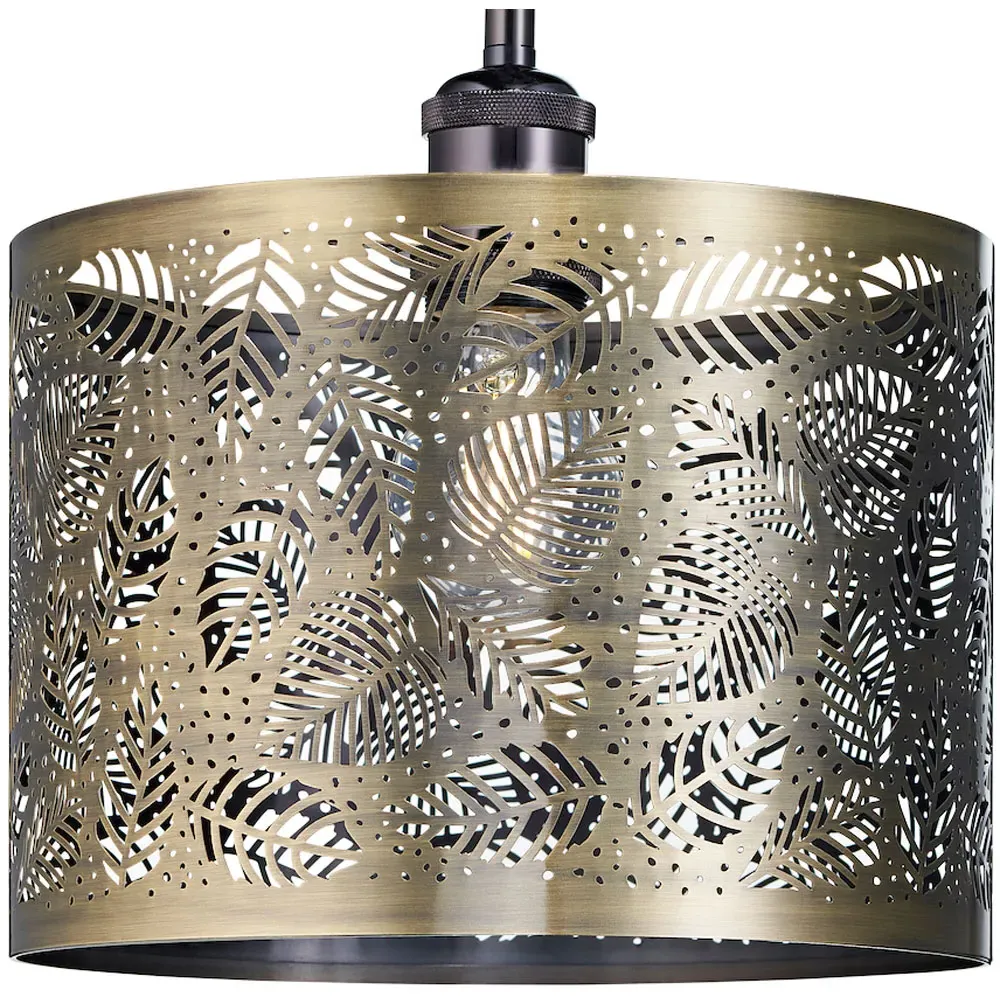 Metal Fern Leaf Pendant Shade - Antique Brass