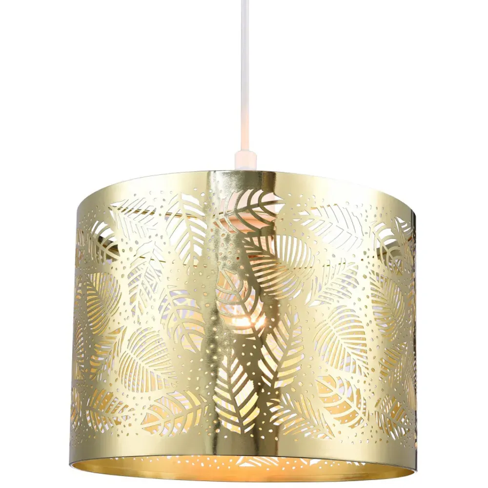 Metal Fern Leaf Pendant Shade - Gold