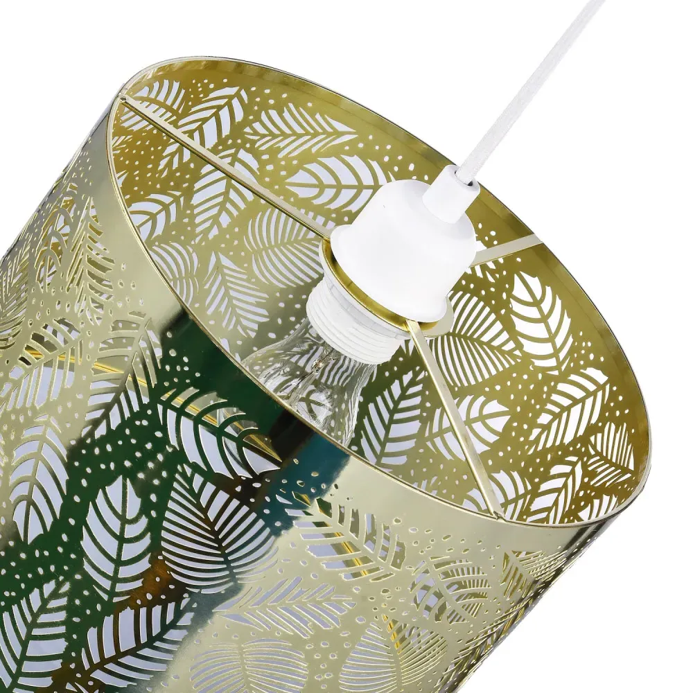 Metal Fern Leaf Pendant Shade - Gold