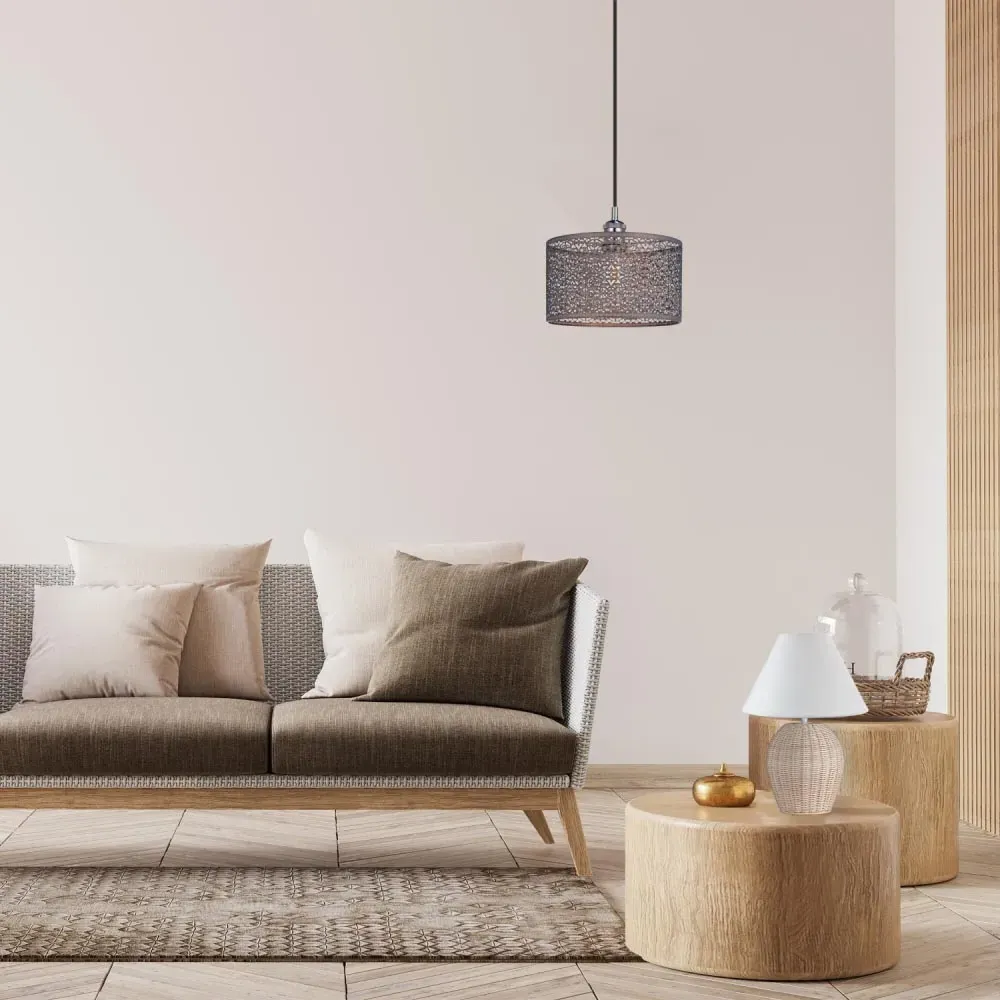 Moroccan Ornate Metal Pendant Shade - Bronze