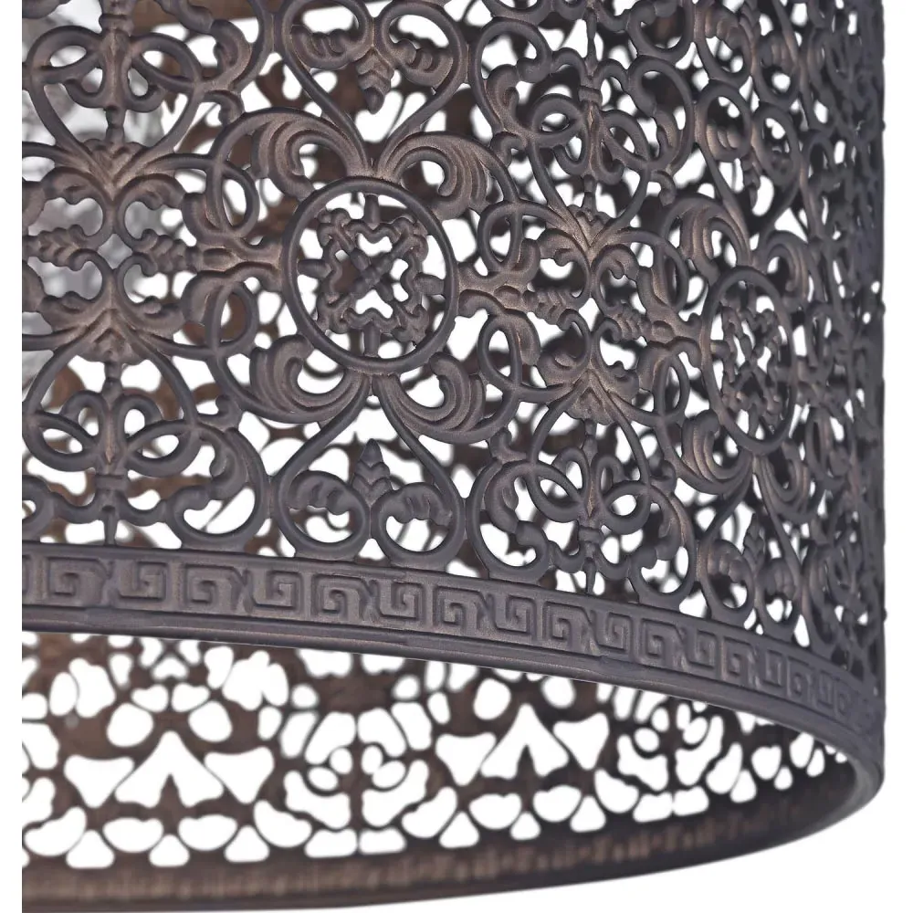 Moroccan Ornate Metal Pendant Shade - Bronze