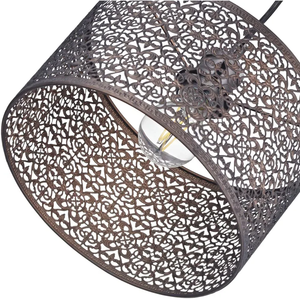 Moroccan Ornate Metal Pendant Shade - Bronze