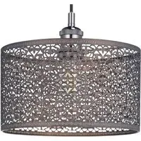 Moroccan Ornate Metal Pendant Shade - Bronze