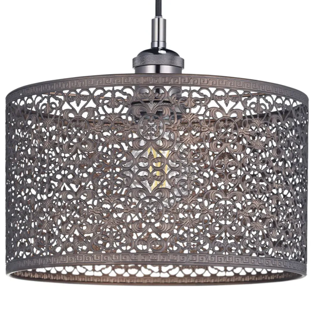 Moroccan Ornate Metal Pendant Shade - Bronze image