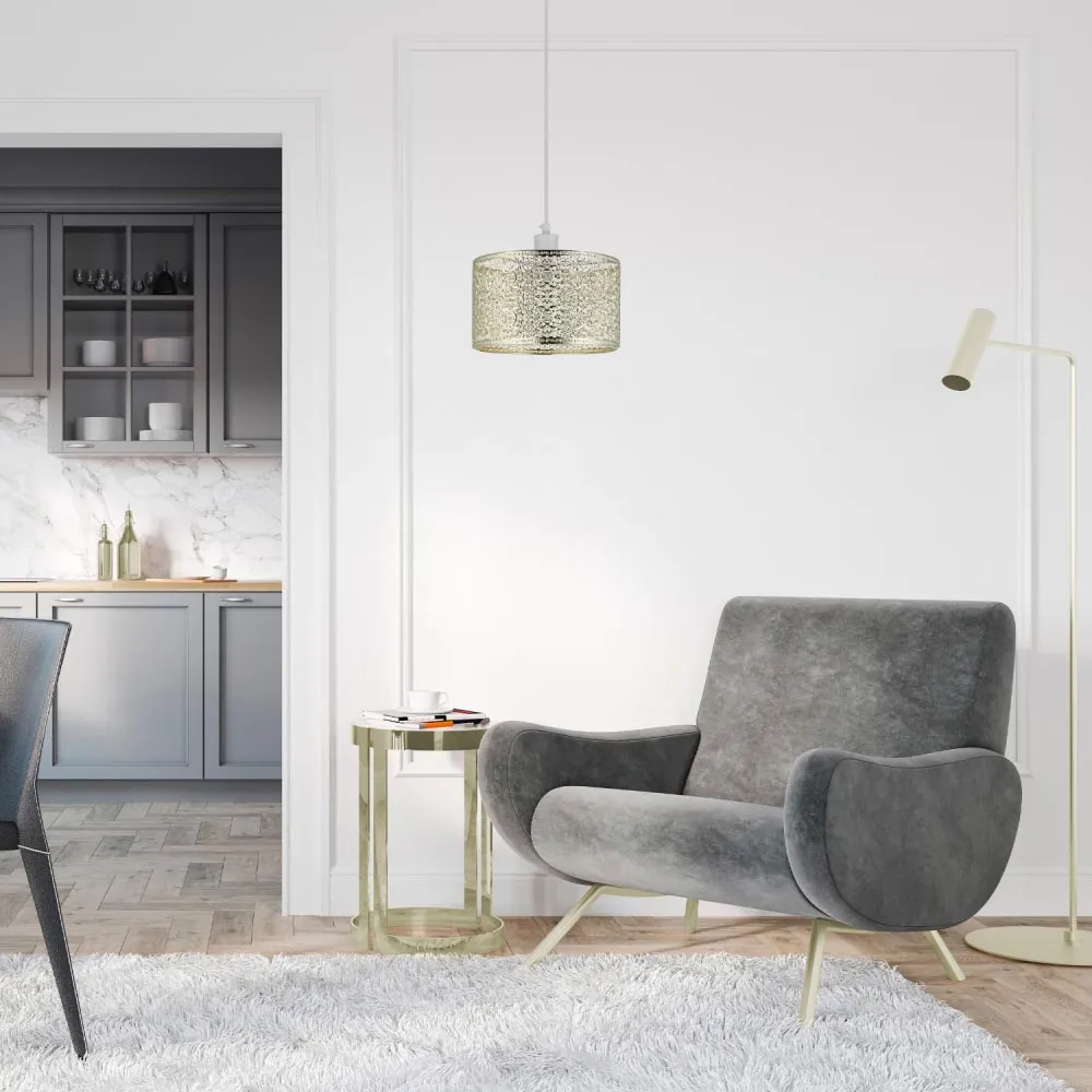 Moroccan Ornate Metal Pendant Shade - Gold