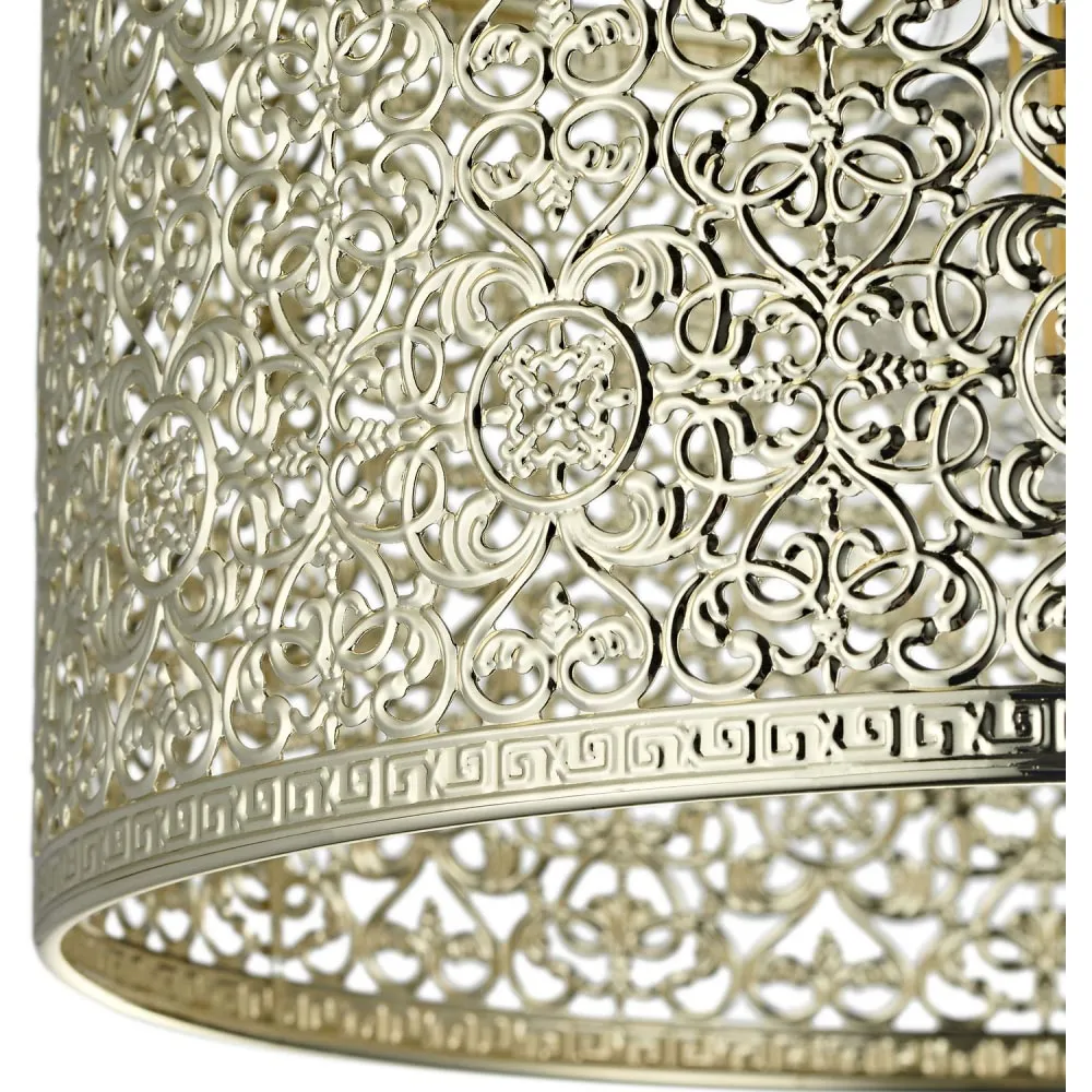 Moroccan Ornate Metal Pendant Shade - Gold