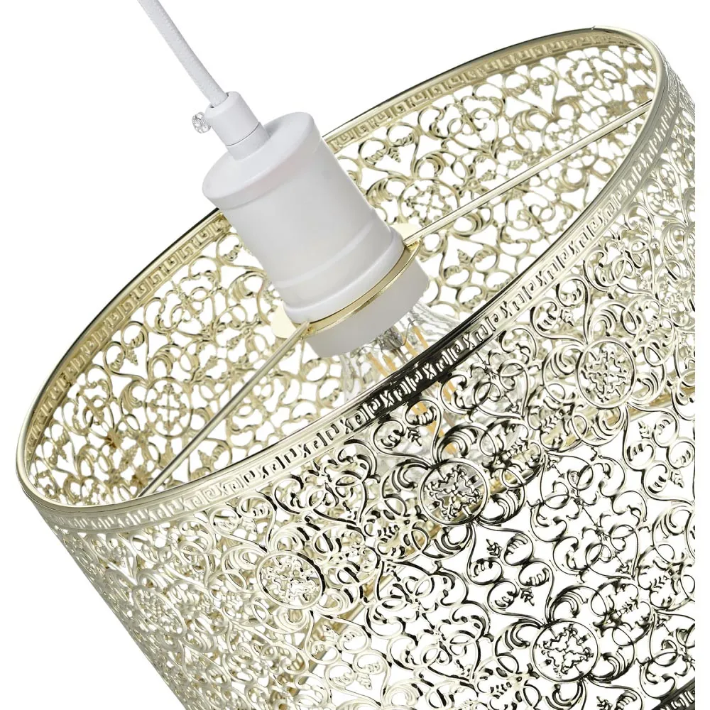 Moroccan Ornate Metal Pendant Shade - Gold