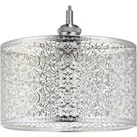 Moroccan Ornate Metal Pendant Shade - Silver