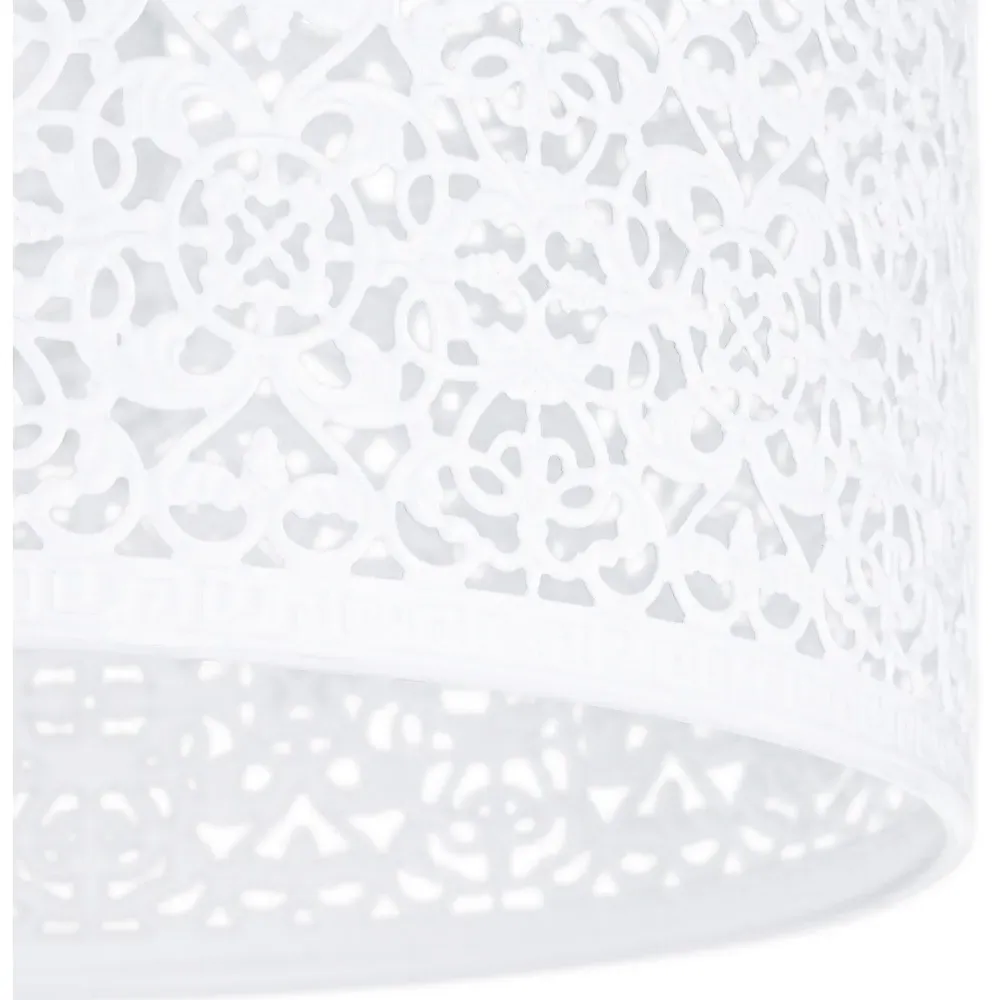 Moroccan Ornate Metal Pendant Shade - White