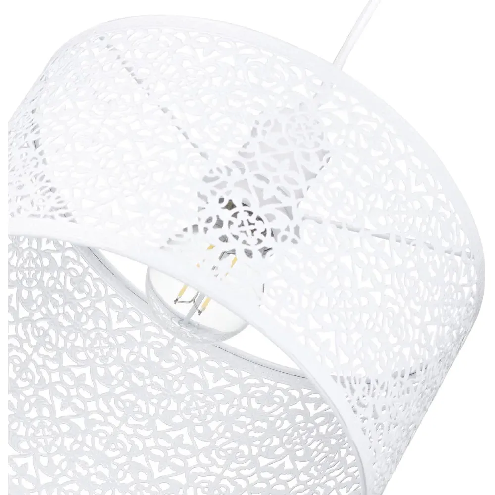 Moroccan Ornate Metal Pendant Shade - White