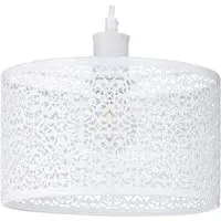 Moroccan Ornate Metal Pendant Shade - White