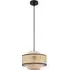 Natural Linen and Woven Rattan Pendant Ceiling Light - Brown
