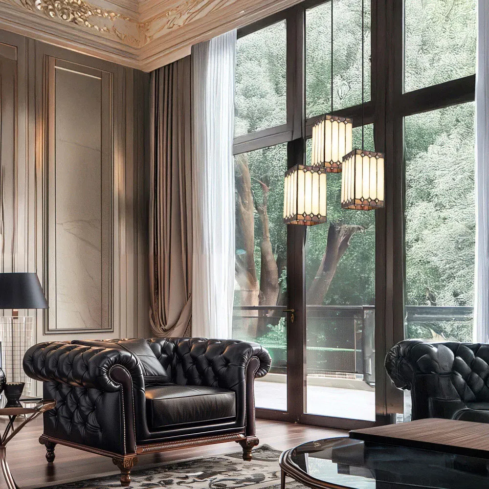 Opal Tiffany Pendant Shade - White, Stained Glass