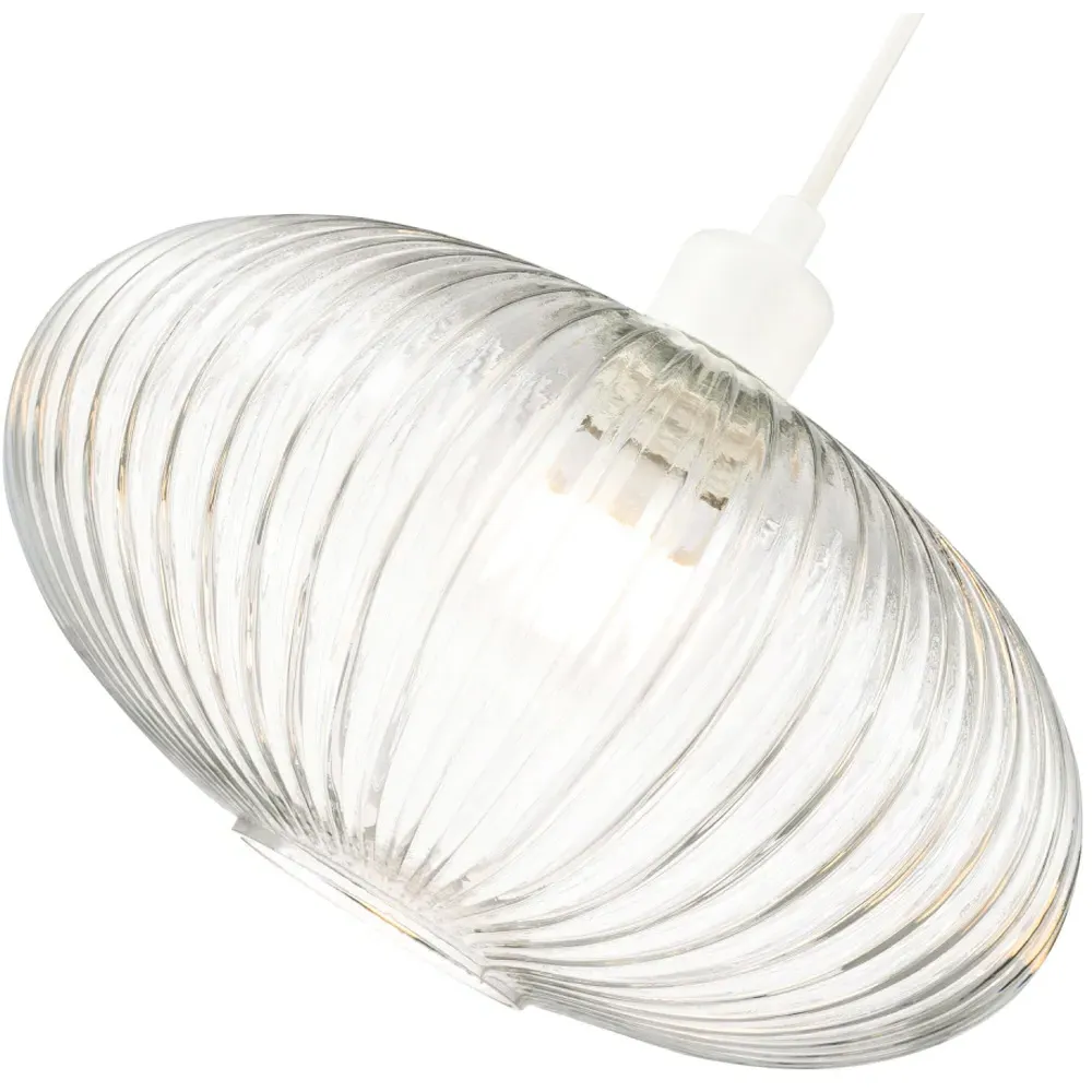 Oval Pendant Shade with Line Ribbed - Clear, Glass
