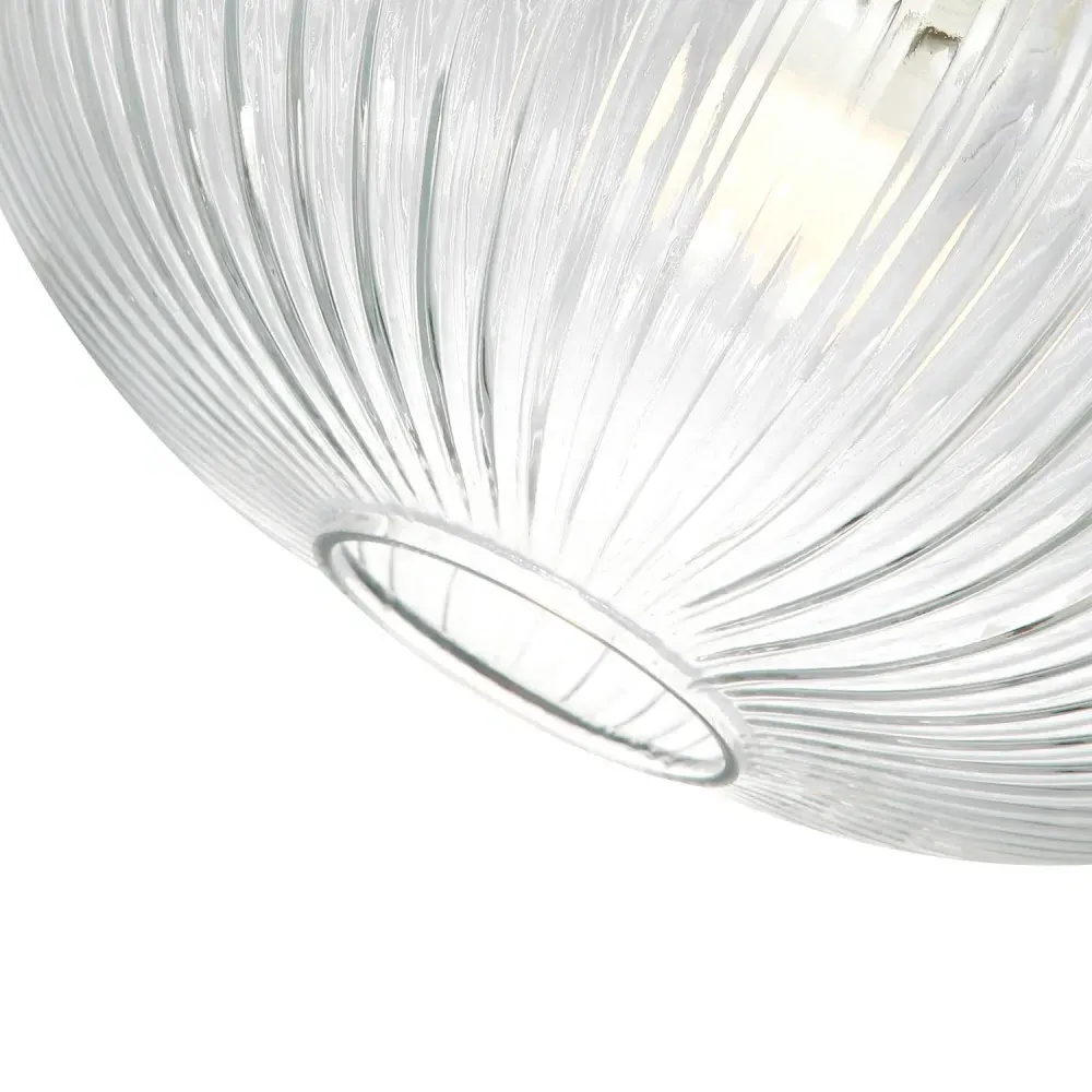 Oval Pendant Shade with Line Ribbed - Clear, Glass