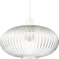 Oval Pendant Shade with Line Ribbed - Clear, Glass