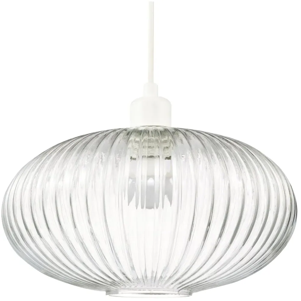 Oval Pendant Shade with Line Ribbed - Clear, Glass